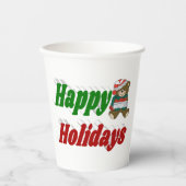 prettige feestdagen Beer kersttypografie Papieren Bekers (Voorkant)