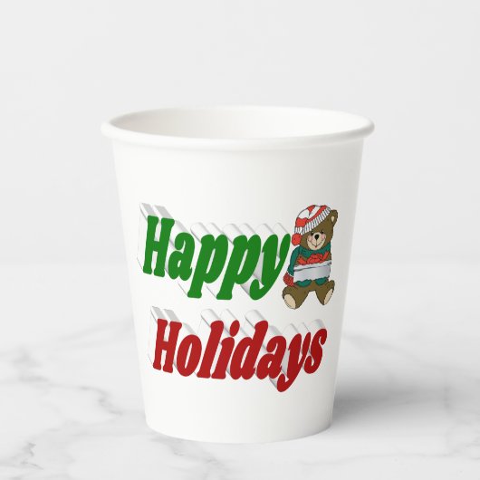 prettige feestdagen Beer kersttypografie Papieren Bekers (Voorkant)
