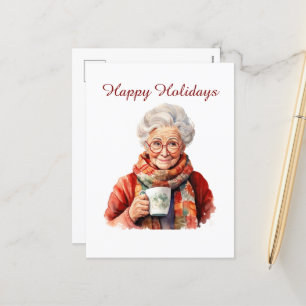 Prettige feestdagen Bejaarde dame aanpasbaar