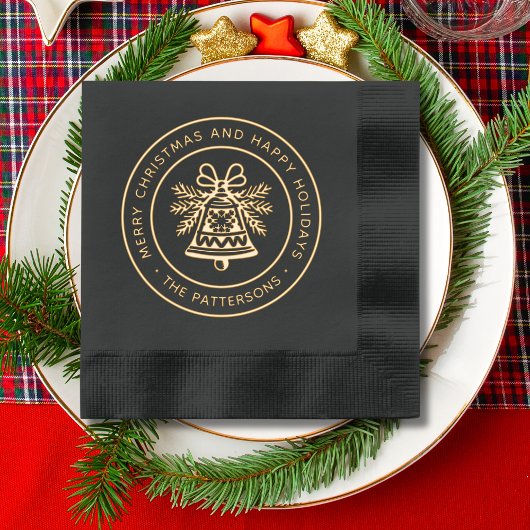 Prettige feestdagen Bell Merry Christmas Folie Servetten