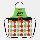 prettige feestdagen Belt en Argyle Green Schort (Voorkant)