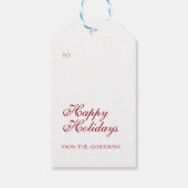 Prettige feestdagen Berry Red Holiday Ornament Cadeaulabel (Achterkant)