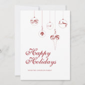 Prettige feestdagen Berry Red Monogram Bauble Feestdagenkaart (Voorkant)