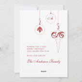 Prettige feestdagen Berry Red Monogram Bauble Feestdagenkaart (Achterkant)