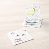 Prettige feestdagen Berry Red Monogram Bauble-Orna Kartonnen Onderzetters (Insitu)