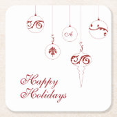Prettige feestdagen Berry Red Monogram Bauble-Orna Kartonnen Onderzetters (Voorkant)