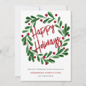 Prettige feestdagen Berry Wreath Corporate Busines Feestdagenkaart (Voorkant)