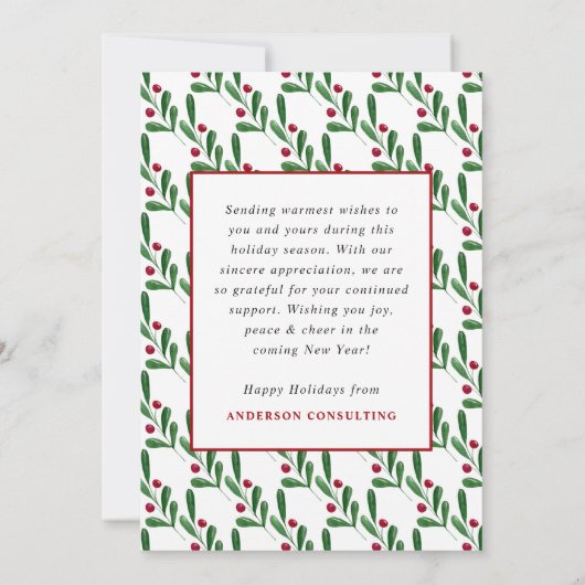Prettige feestdagen Berry Wreath Corporate Busines Feestdagenkaart (Achterkant)