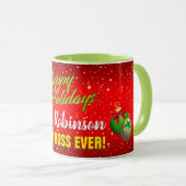 prettige feestdagen Beste baas ooit met naam Mok (Voorkant rechts)