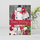 Prettige feestdagen Bewerkbaar rood-wit script Feestdagenkaart (Staand voorkant)