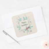 Prettige feestdagen < Bewerkbare tekst winterfolie Vierkante Sticker (Envelop)