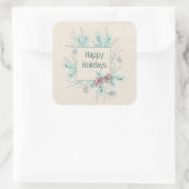 Prettige feestdagen < Bewerkbare tekst winterfolie Vierkante Sticker (Tas)