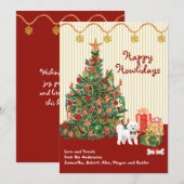 prettige feestdagen Bichon Frise Kerstmis (Voorkant / Achterkant)