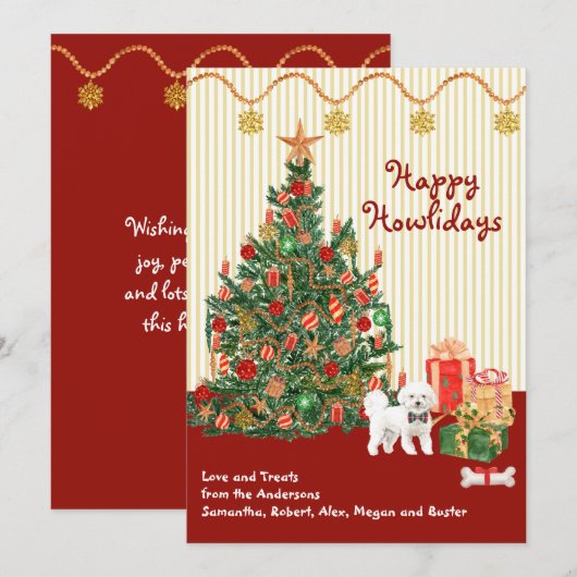 prettige feestdagen Bichon Frise Kerstmis (Voorkant / Achterkant)