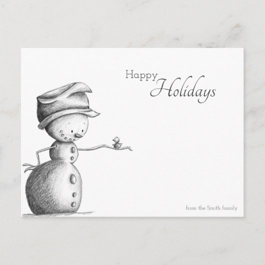 prettige feestdagen Black and White Snowman met Bi Briefkaart (Voorkant)