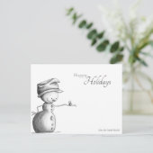 prettige feestdagen Black and White Snowman met Bi Briefkaart (Staand voorkant)
