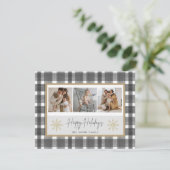 prettige feestdagen Black Pset & Gold Snowflake Ph Feestdagenkaart (Staand voorkant)