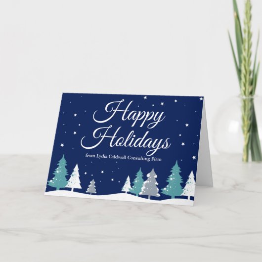 Prettige feestdagen Blauw  Bedrijf Kerst (Voorkant)