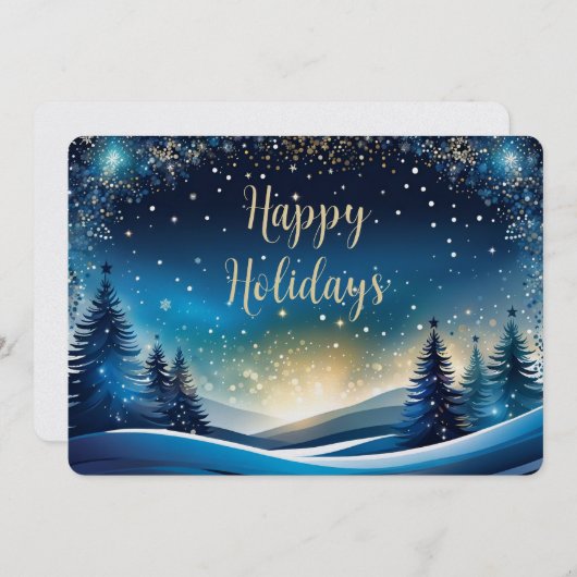 Prettige feestdagen Blauw en Goud Feestdagenkaart (Voorkant / Achterkant)