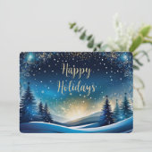 Prettige feestdagen Blauw en Goud Feestdagenkaart (Staand voorkant)