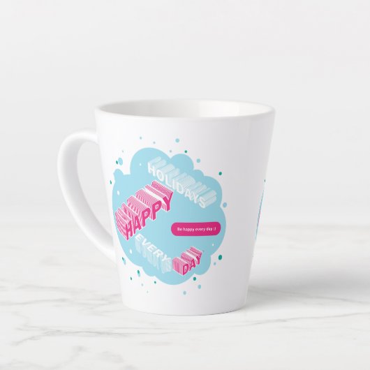 prettige feestdagen, blauw en roze latte mok (Linkerhoek)