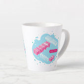 prettige feestdagen, blauw en roze latte mok (Rechterhoek)