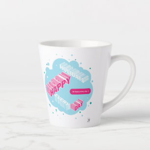 prettige feestdagen, blauw en roze latte mok