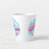 prettige feestdagen, blauw en roze latte mok (Voorkant)