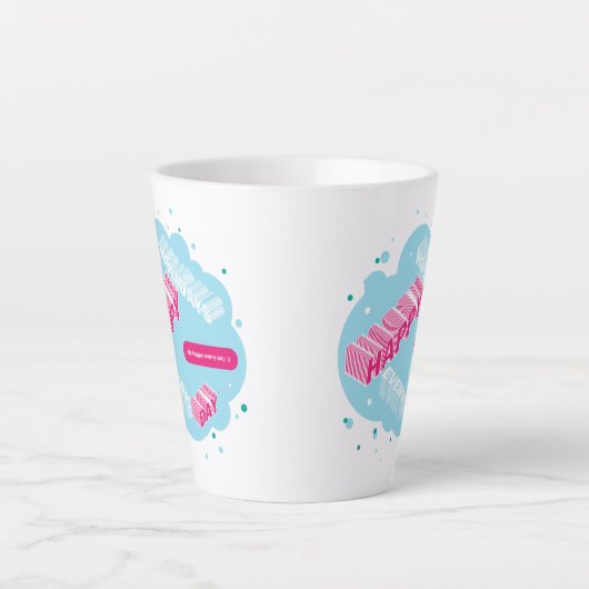 prettige feestdagen, blauw en roze latte mok (Voorkant)