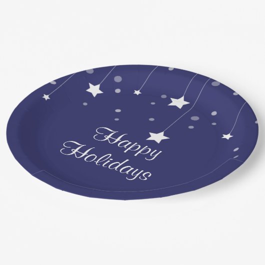 Prettige feestdagen Blauw en wit Bord (Gekanteld)