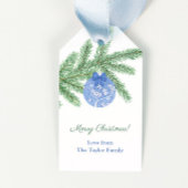 prettige feestdagen blauw en wit Ornament Kerstmis Cadeaulabel