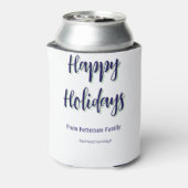 Prettige feestdagen Blauw groen Kerstmis stijlvol  Blikjeskoeler (Blikje Achterkant)