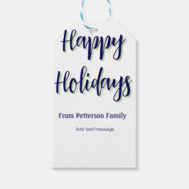 Prettige feestdagen Blauw groen Kerstmis stijlvol  Cadeaulabel