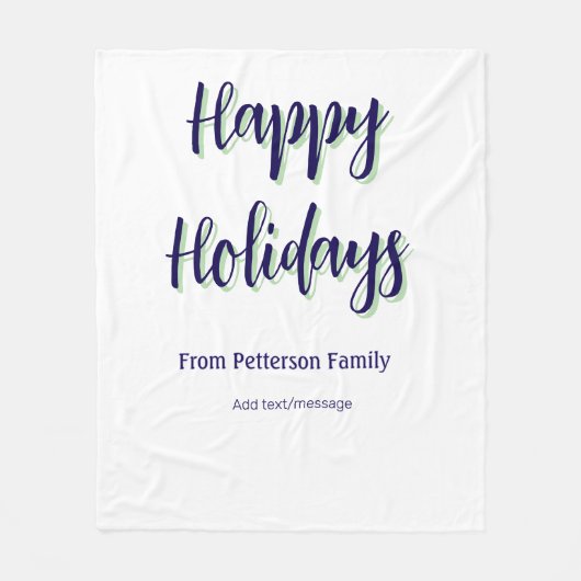 Prettige feestdagen Blauw groen Kerstmis stijlvol  Fleece Deken (Voorkant)