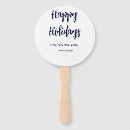 Prettige feestdagen Blauw groen Kerstmis stijlvol  Handwaaier (Voorkant)