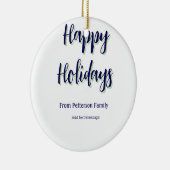 Prettige feestdagen Blauw groen Kerstmis stijlvol  Keramisch Ornament (Rechts)