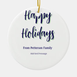 Prettige feestdagen Blauw groen Kerstmis stijlvol  Keramisch Ornament