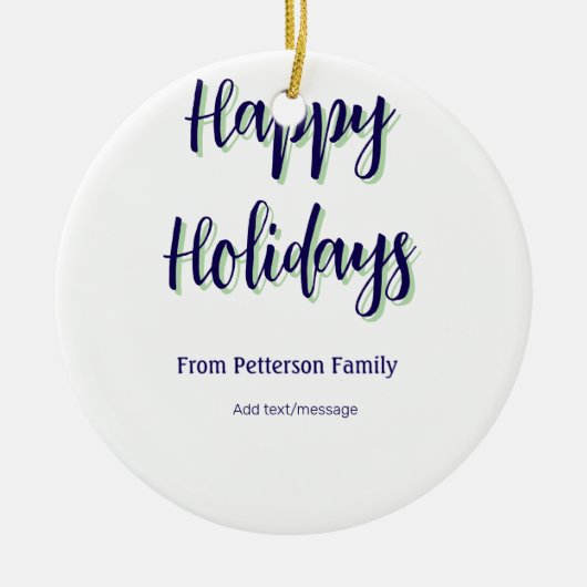 Prettige feestdagen Blauw groen Kerstmis stijlvol  Keramisch Ornament (Voorkant)