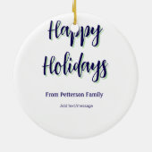 Prettige feestdagen Blauw groen Kerstmis stijlvol  Keramisch Ornament (Achterkant)