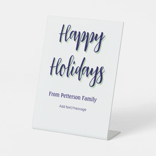 Prettige feestdagen Blauw groen Kerstmis stijlvol  Reclamebord Met Voetstuk (Voorkant)