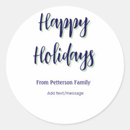 Prettige feestdagen Blauw groen Kerstmis stijlvol  Ronde Sticker