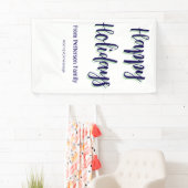 Prettige feestdagen Blauw groen Kerstmis stijlvol Spandoek (Insitu)