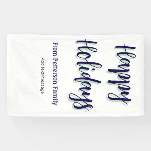 Prettige feestdagen Blauw groen Kerstmis stijlvol Spandoek (Horizontaal)