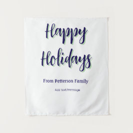 Prettige feestdagen Blauw groen Kerstmis stijlvol  Wandkleed