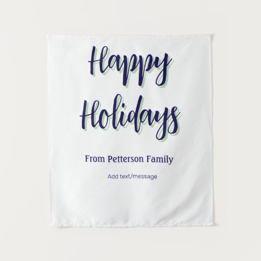 Prettige feestdagen Blauw groen Kerstmis stijlvol  Wandkleed (Voorkant)