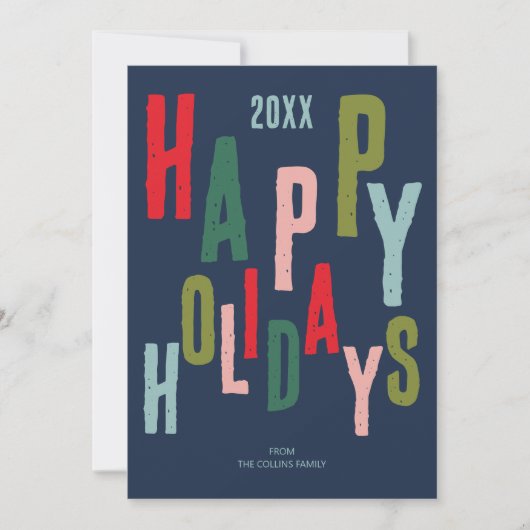Prettige feestdagen Blauw Kleurrijk Feest Feestdagenkaart (Voorkant)