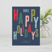 Prettige feestdagen Blauw Kleurrijk Feest Feestdagenkaart (Staand voorkant)