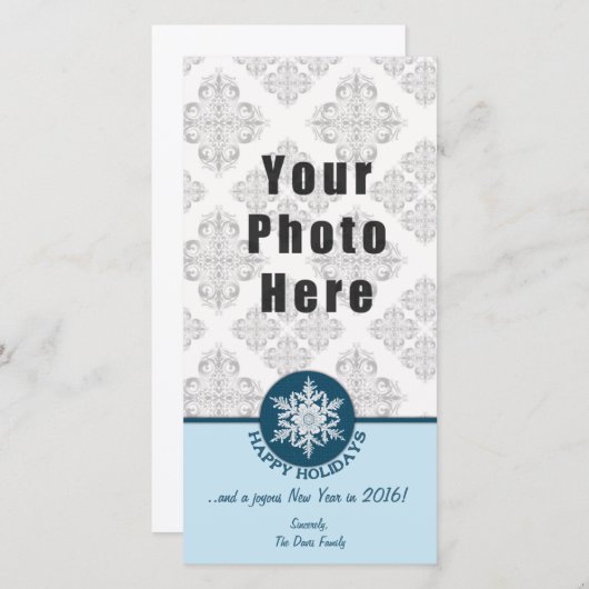 Prettige feestdagen Blauw Papier Sneeuwvlok 4x8 Feestdagenkaart (Voorkant / Achterkant)