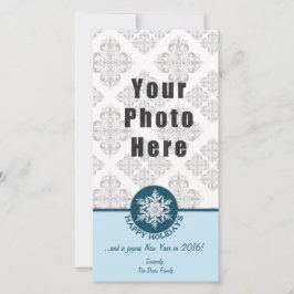 Prettige feestdagen Blauw Papier Sneeuwvlok 4x8 Feestdagenkaart