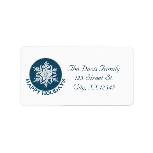 prettige feestdagen Blauw papier Snowflake Etiket (Voorkant)